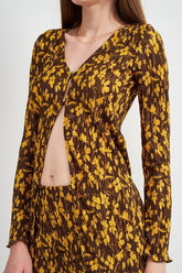 Brown Button Front Printed Plisse Top - Chic Fashion, Shirts, $ 58.95, A Moment Of Now™